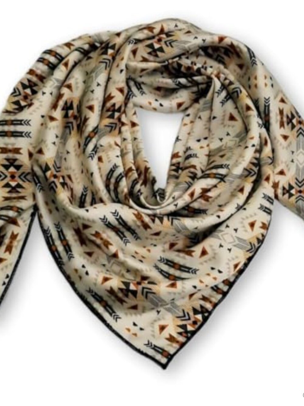 Silk Blend Wild Rag Western Bandana Scarf 36in Aztec Square